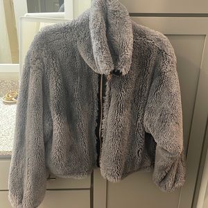 Elevenses Gray Fuzzy Jacket